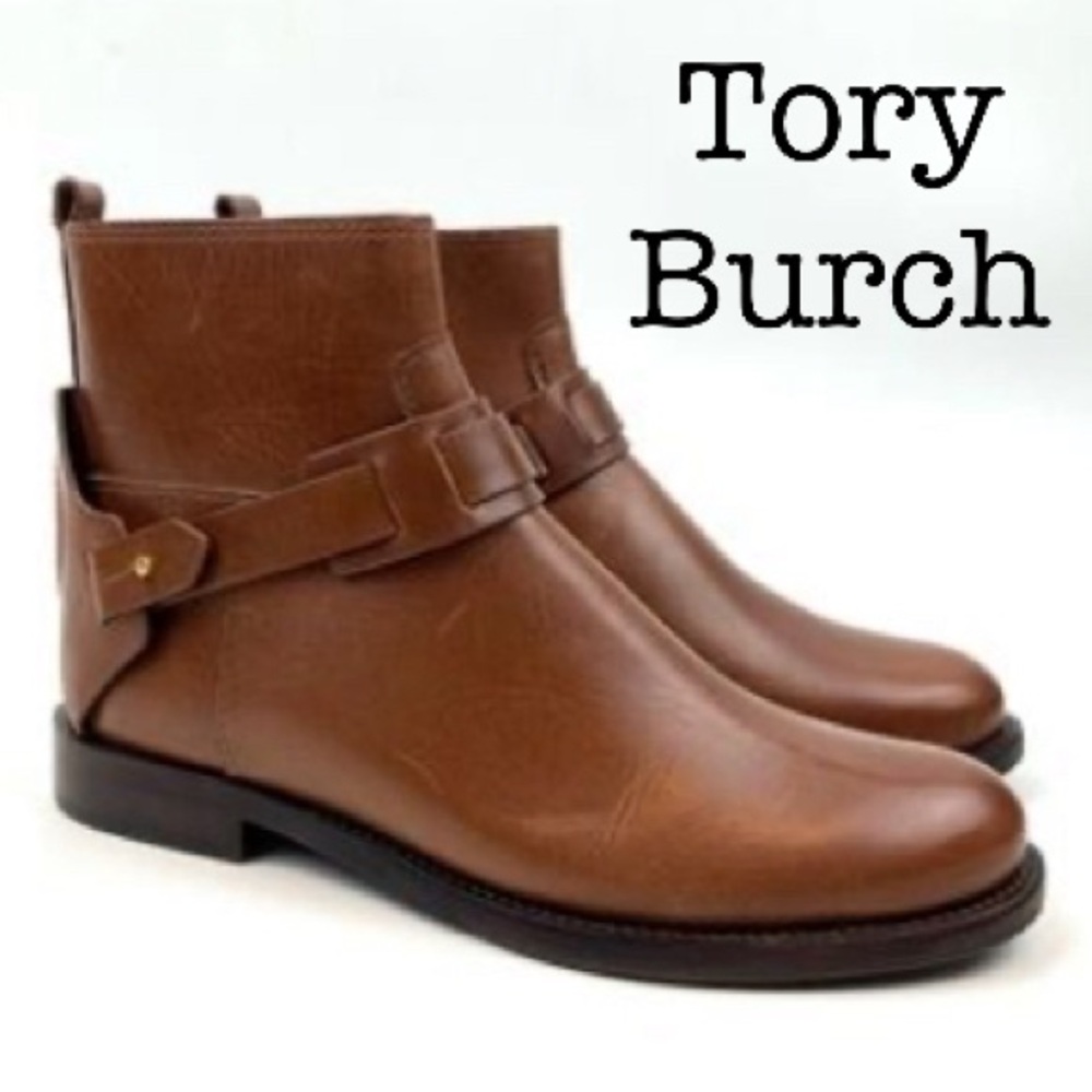 Tory Burch Colton Brown Leather Booties Size 7